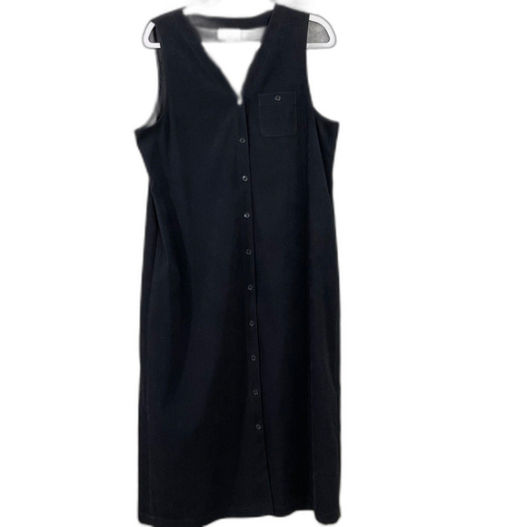 Talbots Petites Vintage Button Front Sleeveless MIDI Shift Dress Sz 12P pockets - Picture 1 of 11